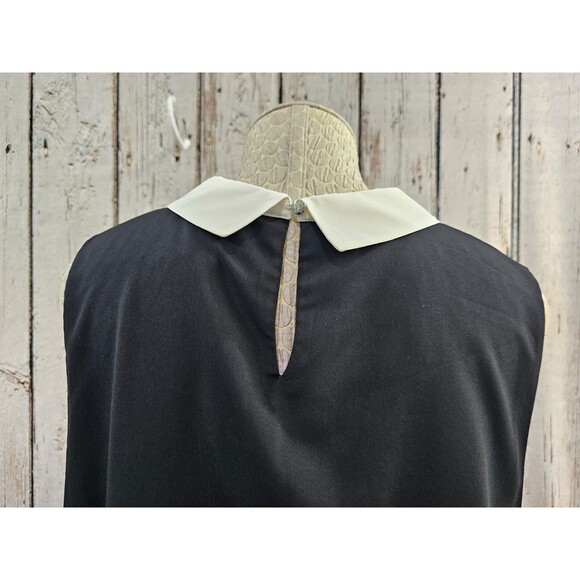 CS Women's 14 Cece Navy & White Peter Pan Tie Collar Shift Shirt Career Dress - Picture 6 of 9